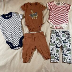 Boys’ Bundle, Brown,‎ Red, and Blue, Size 3 months and 3-6 months